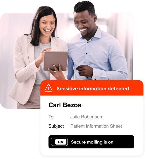 Two people looking at tablet